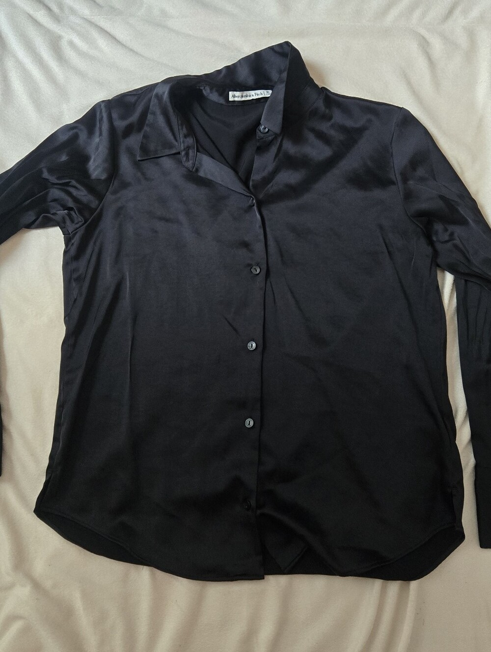 Abercrombie Black Satin Button Down Shirt Size Medium
